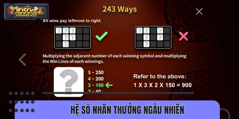 Hệ số nhân thưởng trong game được xuất hiện ngẫu nhiên